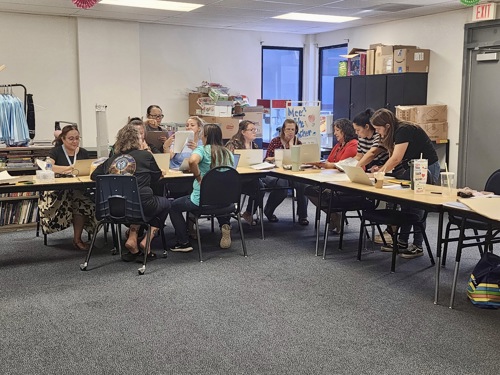 Mohave Valley Elementary School District teachers collaborate during a professional learning day.